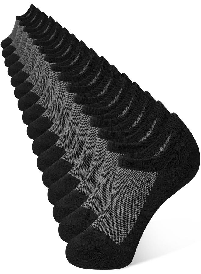 CLOSEMATE 8 Pairs Mens No Show Socks Cotton Ankle Socks with Non Slip Grips for Sneakers Low Cut Shoes(8Black, Size L) - Image 1